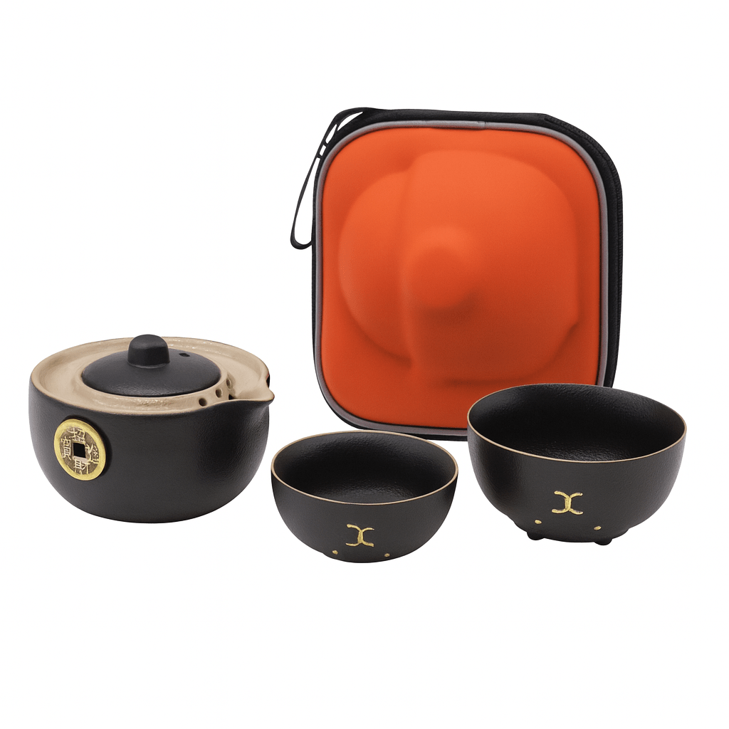 SET TEIERA E TAZZE FENG SHUI - Gatto con moneta della fortuna - Clorophilla Shop