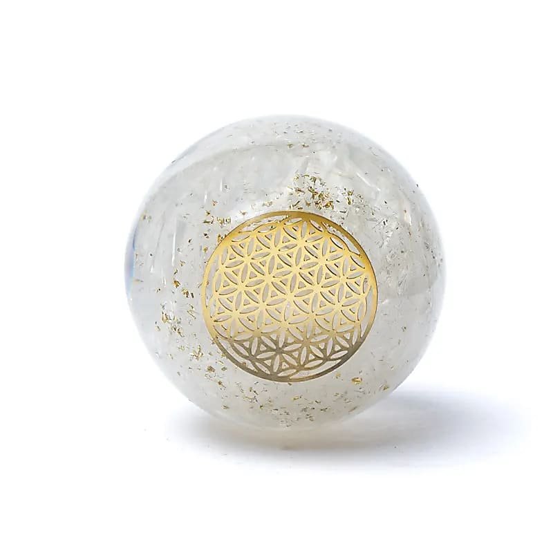Sfera Orgonite in Selenite con Fiore della Vita - Ideale per la meditazione e concentrazione - Cristalloterapia - Clorophilla Shop