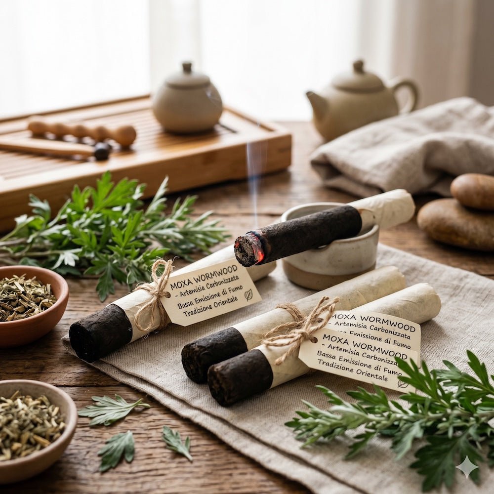 Sigari di Moxa a Bassa Emissione di Fumo – Moxa Carbonizzata Wormwood per Moxibustione Tradizionale - Clorophilla Shop