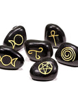 SIMBOLI WICCA IN AGATA NERA - Set da 6 - Clorophilla Shop