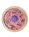 SOTTOBICCHIERE LOTO IN QUARZO ROSA E AMETISTA - Rivitalizzazione acqua e purificazione gioielli - Clorophilla Shop