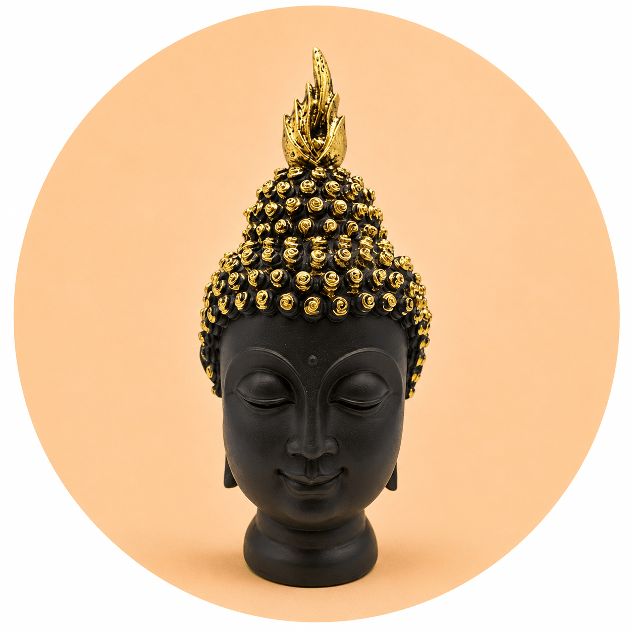 STATUA TESTA DI BUDDHA IN RESINA - Nero e oro - Clorophilla Shop