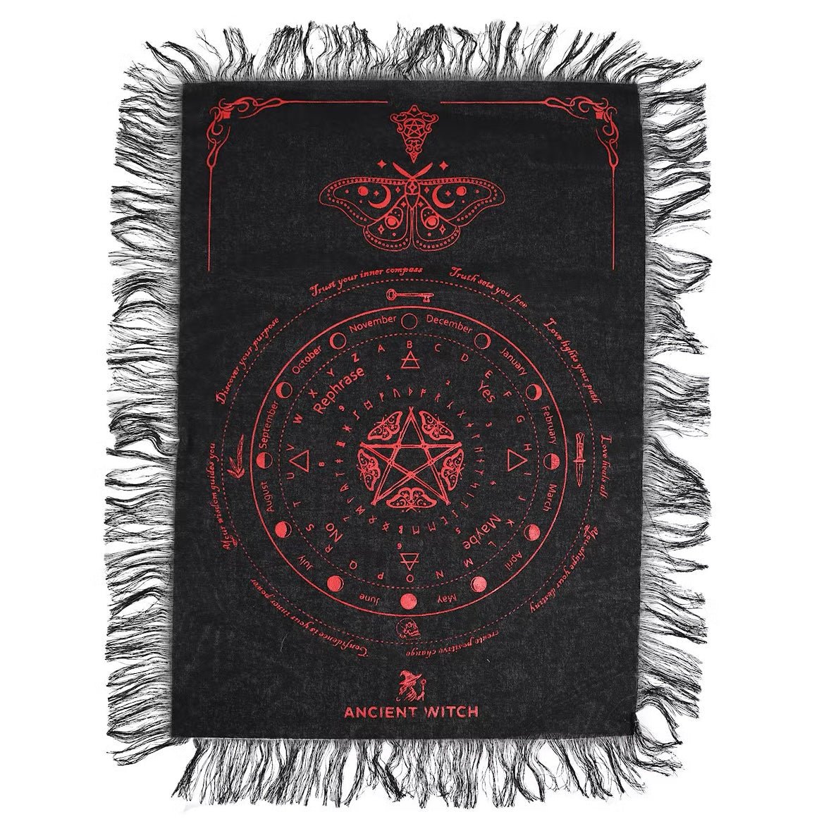 TELO DIVINATORIO FALENA NERO E ROSSO - Letture con pendolo, tarocchi e disposizione cristalli - Clorophilla Shop