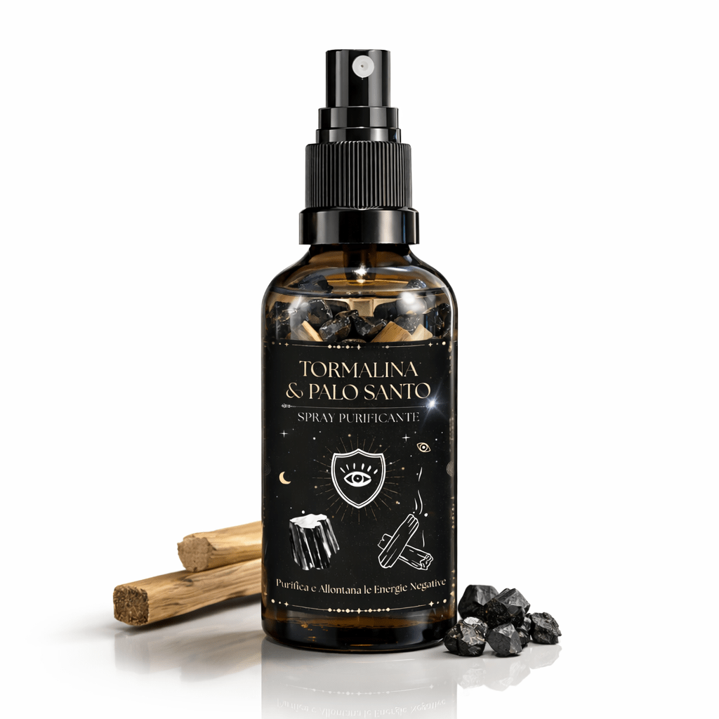 TORMALINA &amp; PALO SANTO - Spray Purificante con nuggets tormalina e chips di palo santo - 60ml - Clorophilla Shop