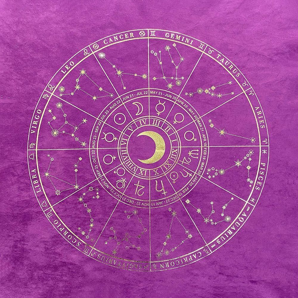 Tovaglietta per Tarocchi e Pendolo – Modello Costellazioni Viola - Clorophilla Shop