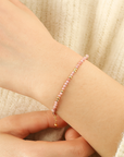 BRACCIALE IN RODOCROSITE e ottono placcato oro - Pietra del cuore