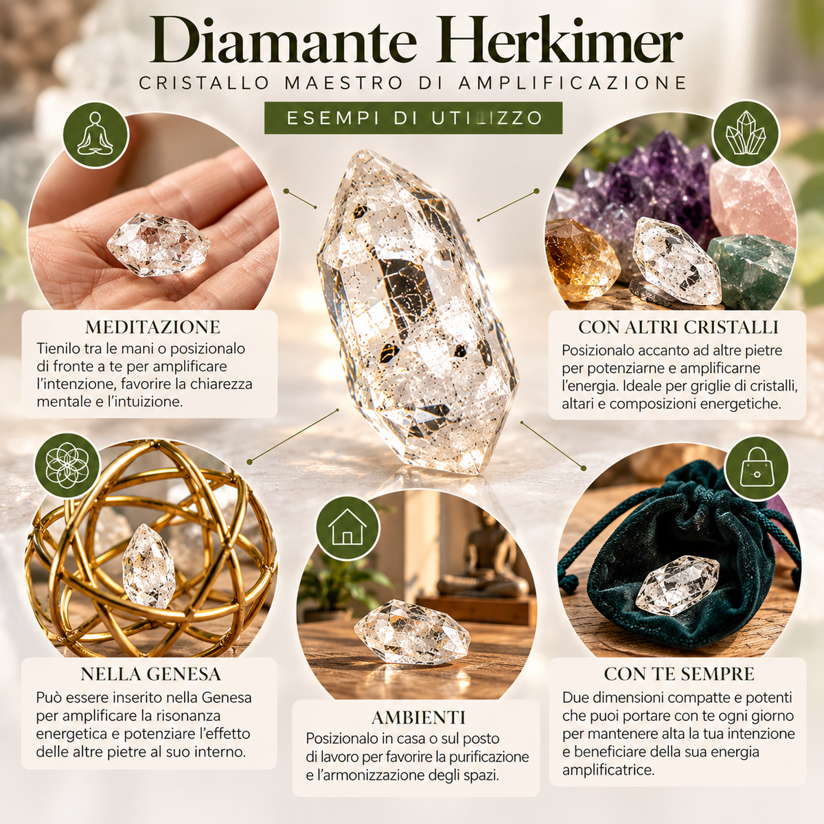 Diamante herkimer - Cristallo Maestro di Amplificazione 15/20 carati