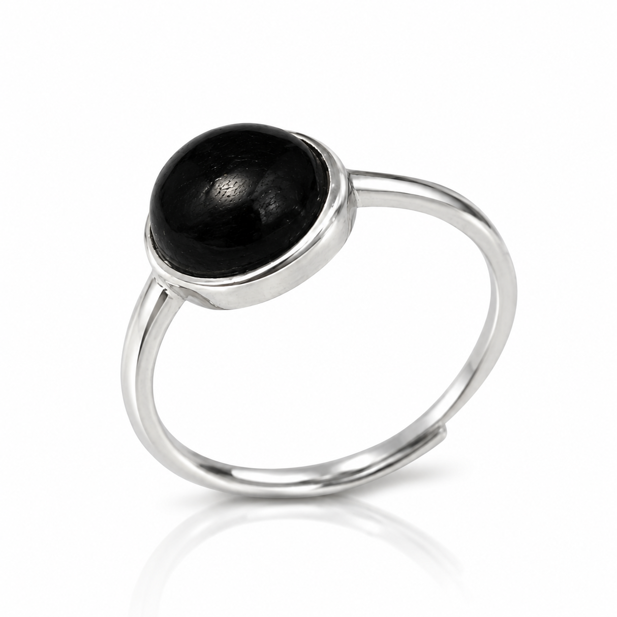 Anello con Tormalina nera in argento 925 - Regolabile