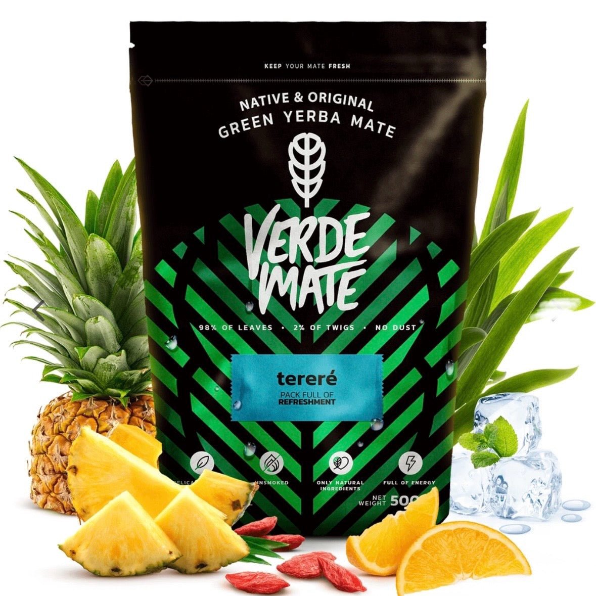Verde Mate Tererè Yerba mate origine Paraguay - Versione da bere in ghiaccio per l'estate 500g - Clorophilla Shop