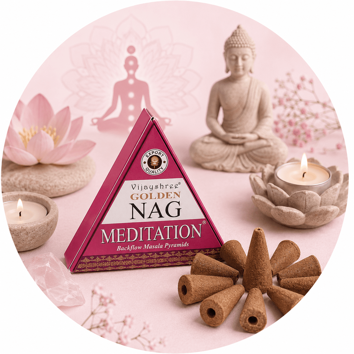 VIJAYSHREE CONI DI INCENSO A CASCATA - Meditazione - Clorophilla Shop