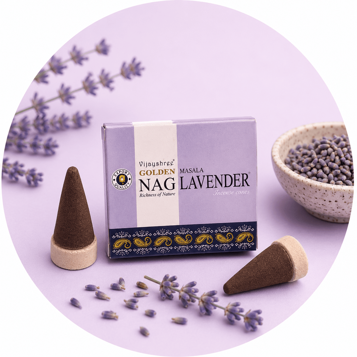 VIJAYSHREE CONI DI INCENSO - Lavanda - Clorophilla Shop