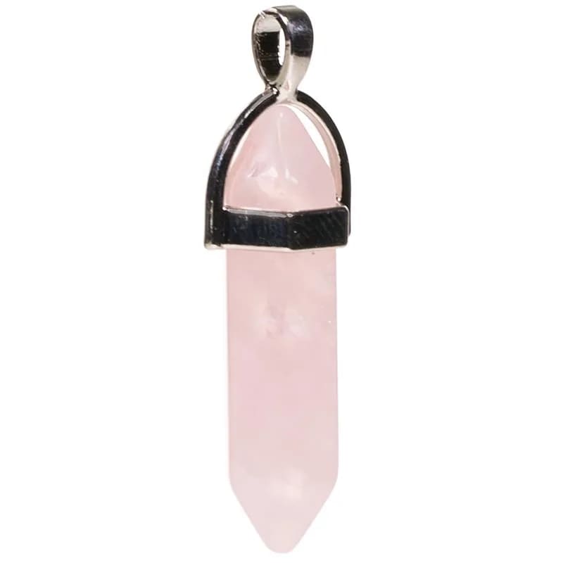 Ciondolo in Pietra Quarzo rosa da 4cm - Disponibile solo ciondolo o ciondolo con collana - clorophilla-shop