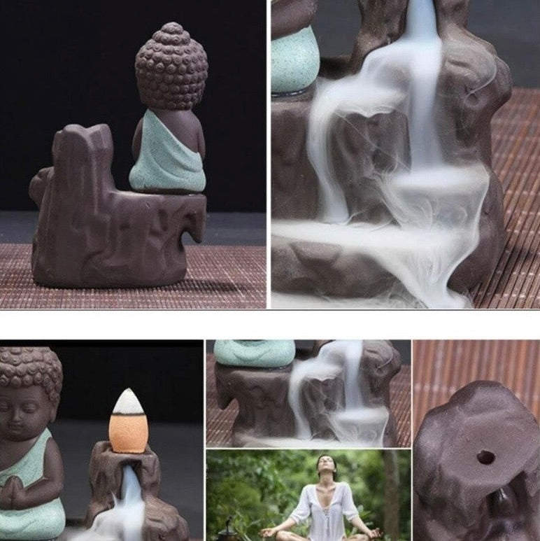 Bruciaincenso a cascata Buddha Piccolo in Ceramica per Incenso in coni –  clorophilla-shop