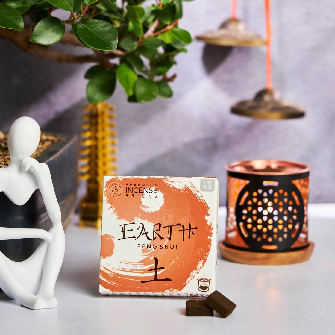 Aromafume Feng Shui EARTH Mattoncini Incenso Elemento Terra - Niente fumo e cenere - Clorophilla Shop