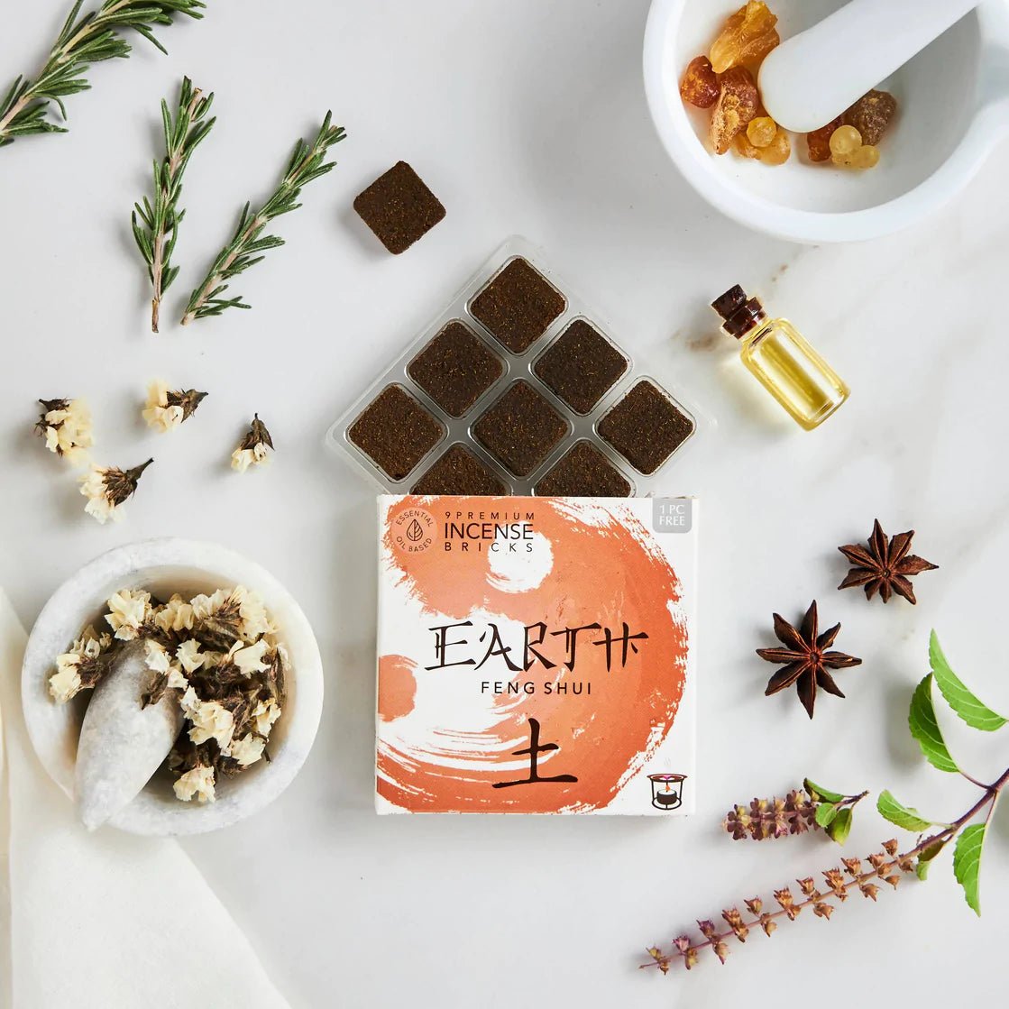 Aromafume Feng Shui EARTH Mattoncini Incenso Elemento Terra - Niente fumo e cenere - Clorophilla Shop