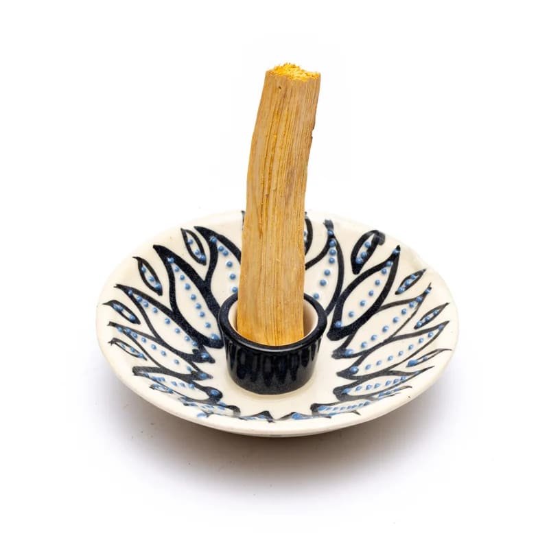 Bruciaincenso Palo Santo in ceramica decorato - Portaincenso Made in India - Clorophilla Shop