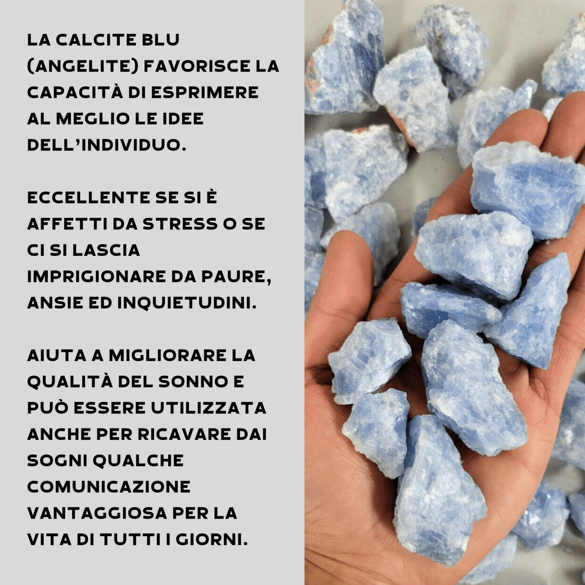 Calcite Blu Grezza Origine Messico - Pietra da 3-6cm - Clorophilla Shop