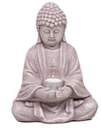 Statua di Buddha in vetro cemento portalumino - bicchiere di vetro incluso - 20cm