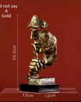 Statua Scultura Retrò "Non Vedo - Non Sento - Non Parlo" in Resina 33cm - Disponibile in dorato e argentato