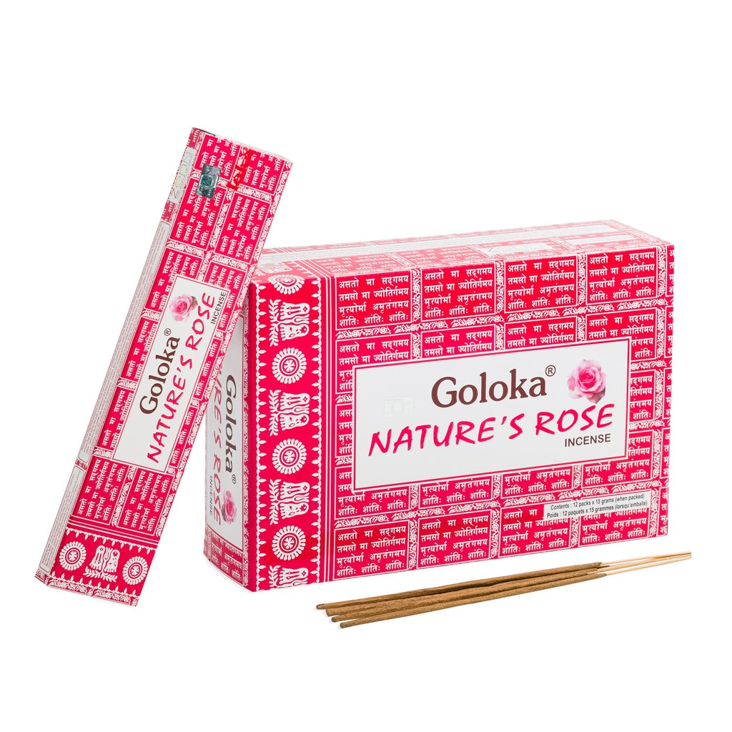 Goloka Nature&#39;s Rose Incenso in bastoncini - Rosa - Stick 15g - clorophilla-shop