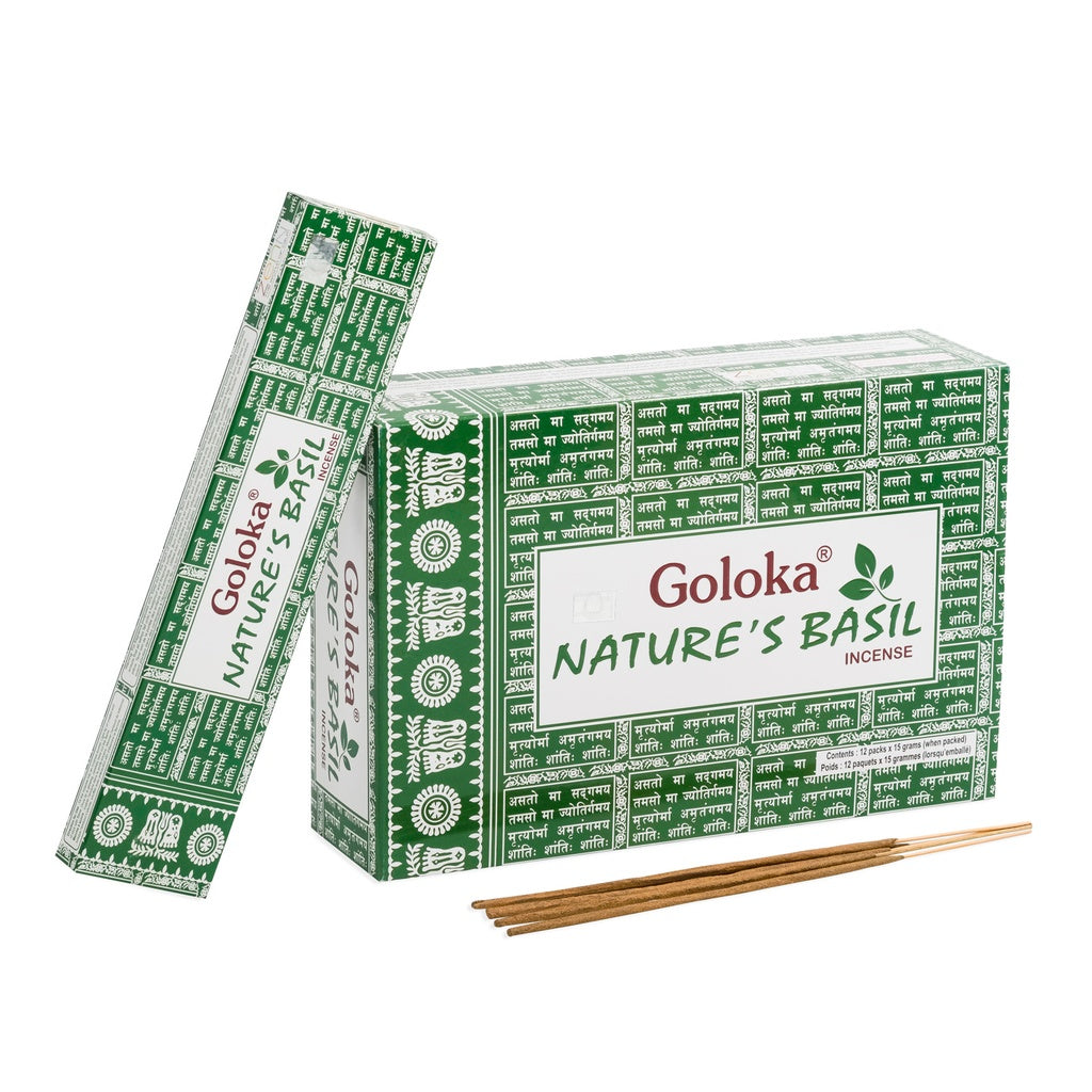 Goloka Nature&#39;s Basil Incenso in bastoncini - Basilico - Stick 15g - clorophilla-shop