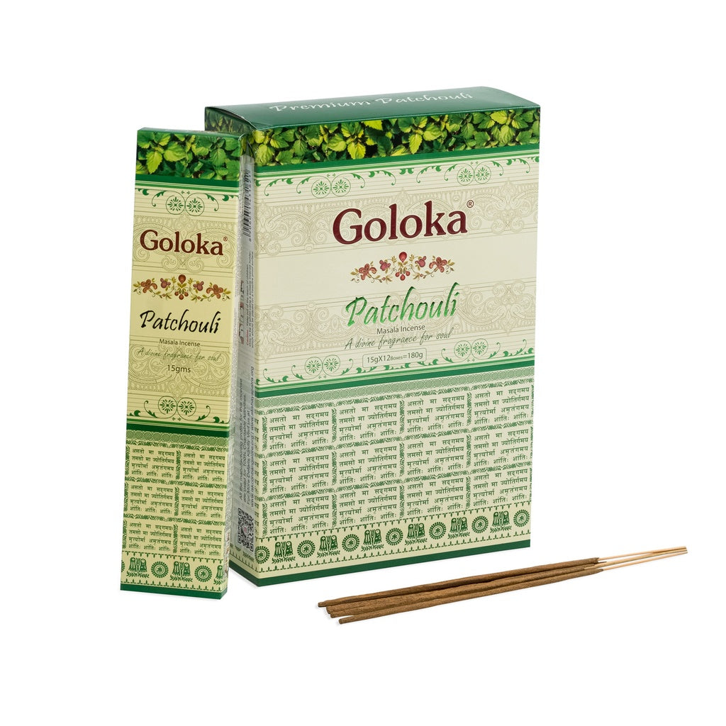 Goloka Patchouli Incenso Naturale in bastoncini Fatto a mano in India - Stick 15g - clorophilla-shop