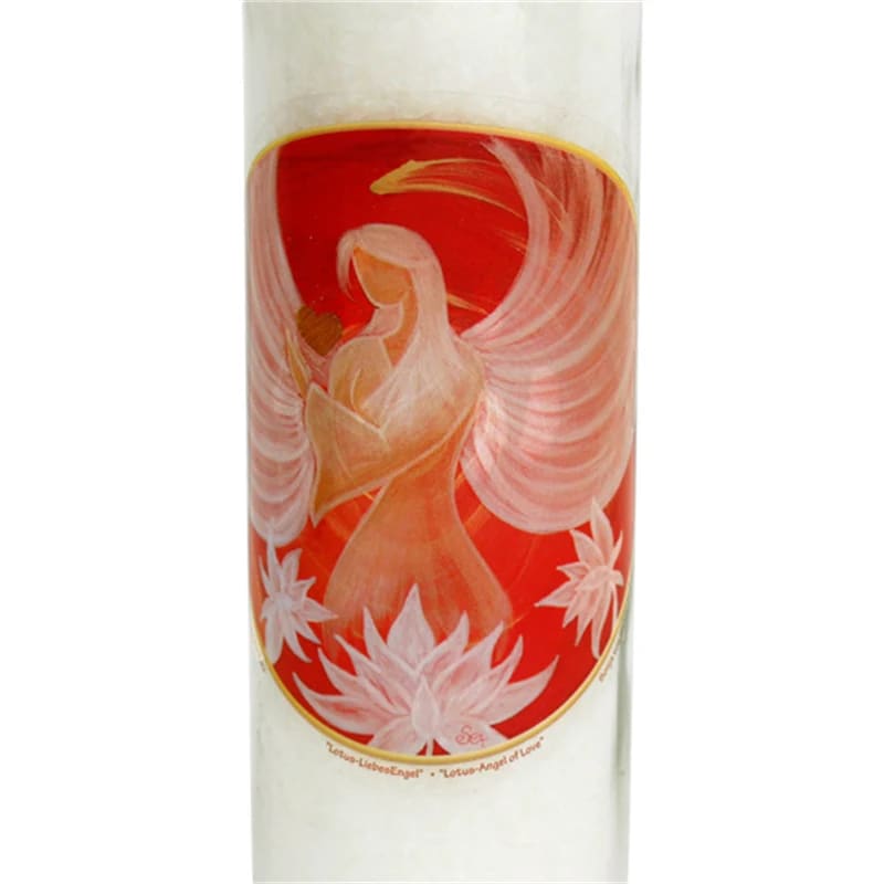 Candela Profumata Lotus Angel of Love in Vetro alla Stearina con immagine Angelo Di Loto D&#39;amore - 21cm - Durata 100 ore - clorophilla-shop