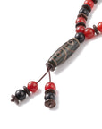 Collana Buddhista con ciondolo ovale in legno naturale e Agata rossa - clorophilla-shop
