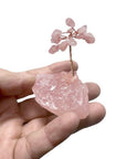 Albero della vita in pietra Quarzo Rosa su Drusa - 8cm - clorophilla-shop