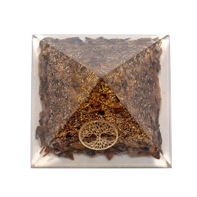 Piramide Albero della Vita in Occhio di Tigre - Rivitalizzante ed Energetica - Cristalloterapia - Clorophilla Shop