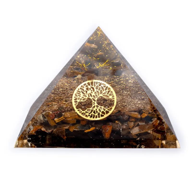 Piramide Albero della Vita in Occhio di Tigre - Rivitalizzante ed Energetica - Cristalloterapia - Clorophilla Shop