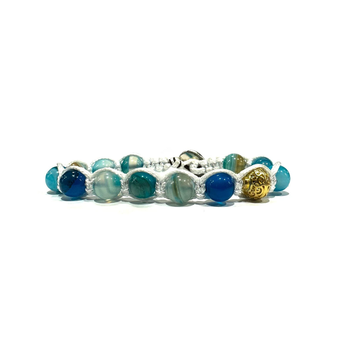 SAMSARA BRACCIALE KAILASH IN AGATA BLU STRIATA - Serenità, equilibrio mentale e chiarezza - Clorophilla Shop