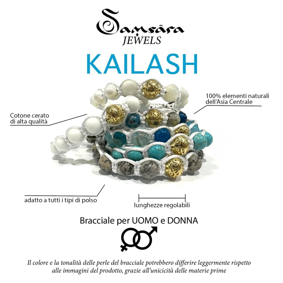SAMSARA BRACCIALE KAILASH IN MADREPERLA - Energia delicata, protezione e serenità - Clorophilla Shop