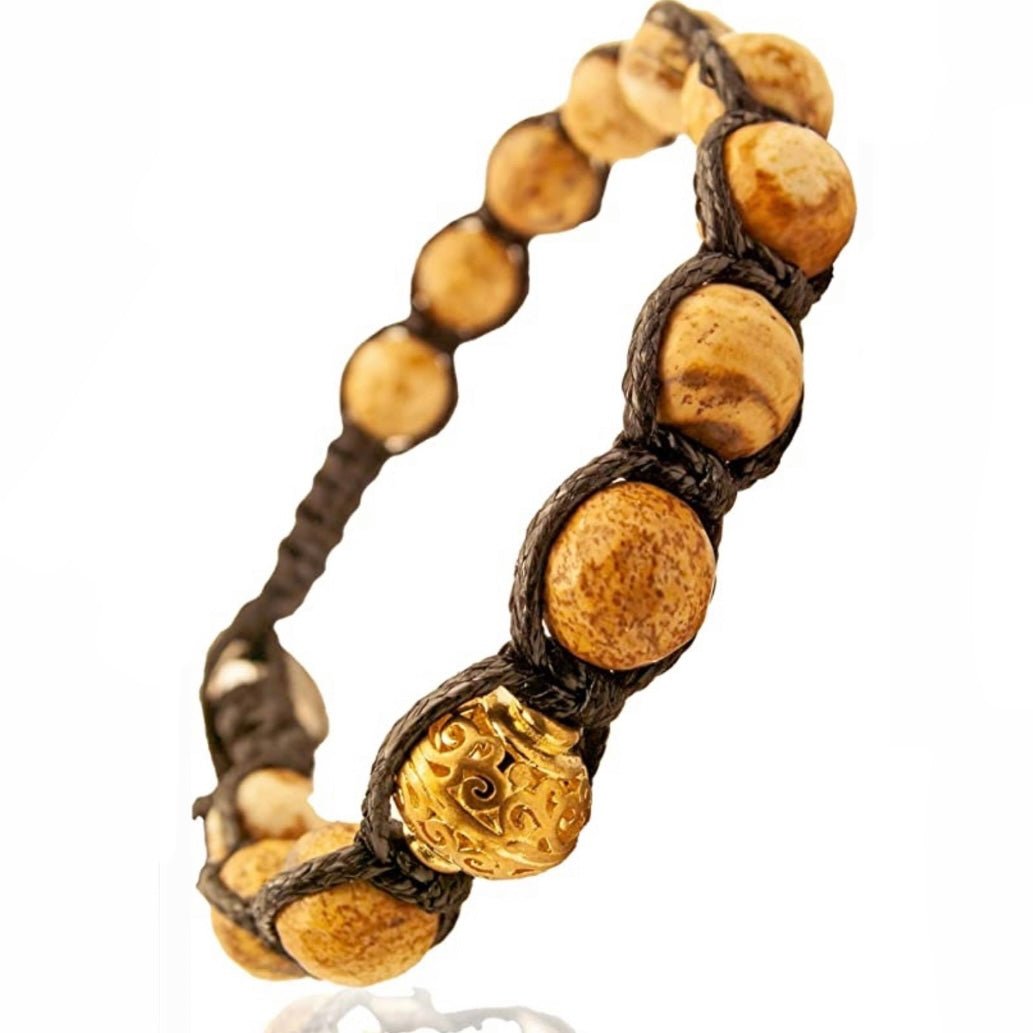 SAMSARA BRACCIALE TIBETANO IN DIASPRO PAESINA - Connessione terrestre, stabilità e radicamento - Clorophilla Shop
