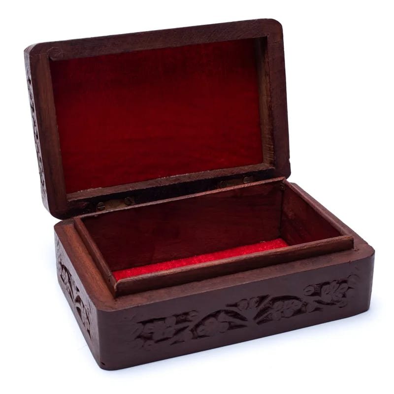 Scatola per Tarocchi in legno Stella e Luna - Intagliata a mano - Clorophilla Shop