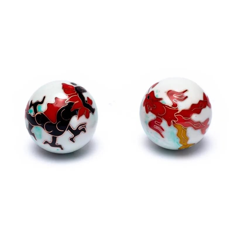 Sfere Qi Gong Drago e Fenice in Acciaio - Medicina Cinese - Sfere della Salute - Clorophilla Shop