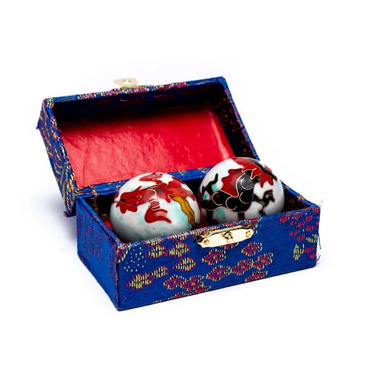 Sfere Qi Gong Drago e Fenice in Acciaio - Medicina Cinese - Sfere della Salute - Clorophilla Shop